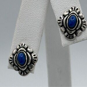 Carolyn Pollack Blue Silver Ornate Earrings